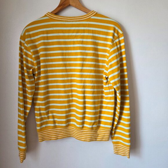 EUC GAP STRIPED YELLOW WHITE CREW NECK LONGSLEEVES COTTON TOP SIZE MEDIUM - Picture 2 of 14